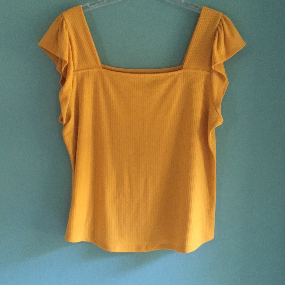 a.n.a Square Neck Mustard Top